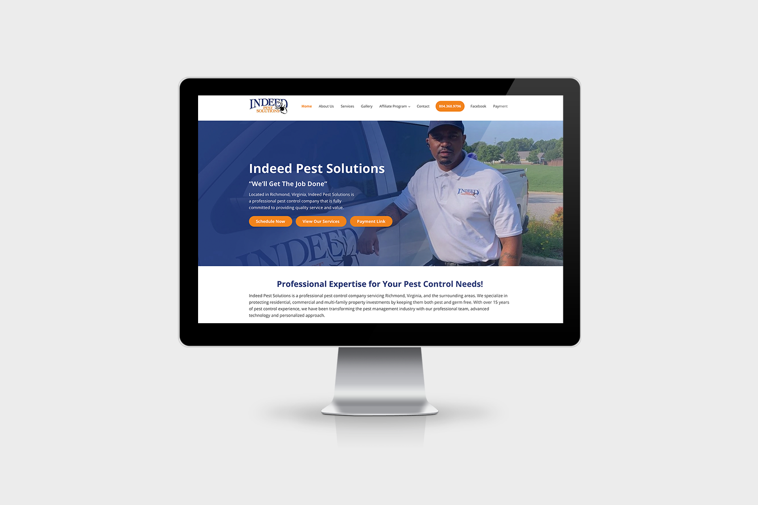 Indeed Pest Solutions Website Mockup