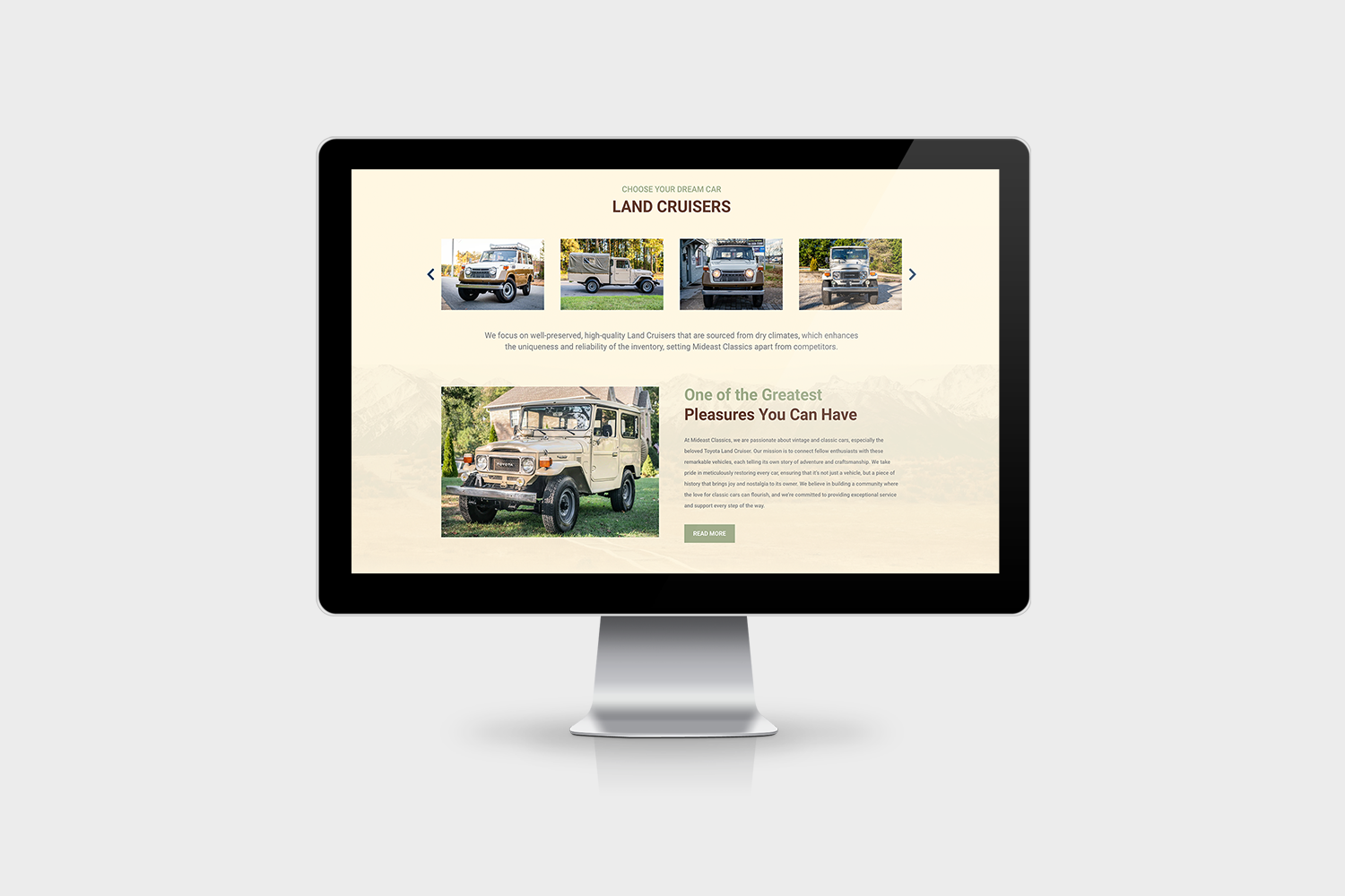 Mideast Classics LLC Website Mockup